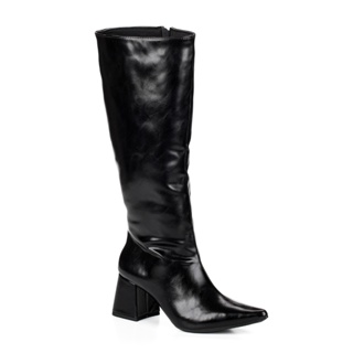 Bota Montaria Feminina Lançamento Salto Grosso Bico Fino Cano Longo Blogueira Fashion Festa Rodeios em Oferta na Shopee