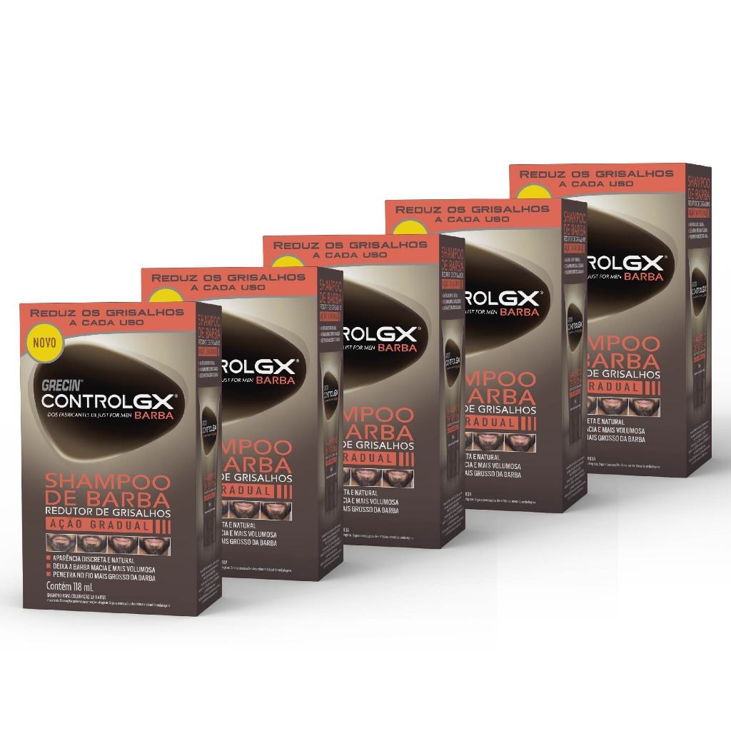 Kit 5x unidades Grecin Control Gx Shampoo De Barba e Redutor Grisalhos - Para todos os tipos de barba. Aparência jovem em Oferta na Shopee