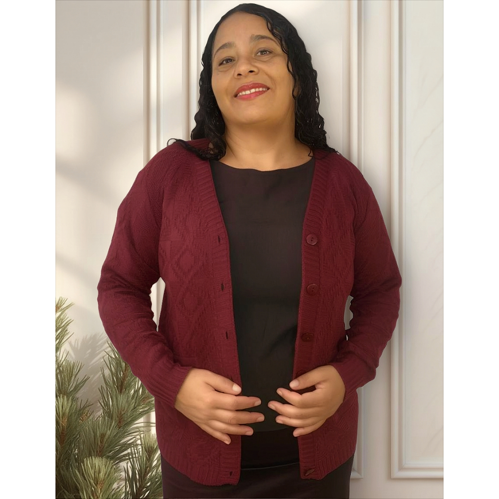 Blusa De Frio Cardigan Casaco Feminino Trico Inverno Lã G GG Plus Size Tricot