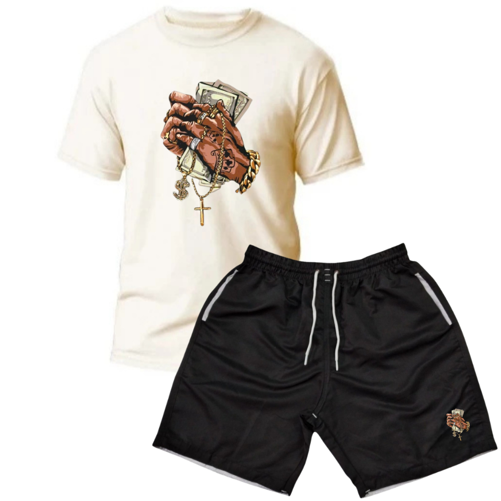 Kit Camiseta e Bermuda Masculina Tactel Estampada Lançamento