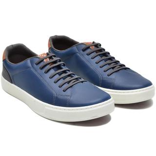 Sapatênis Masculino Azul Solado Emborrachado Liso Bem Acabado Costuras Reforçadas Palmilha Em Gel