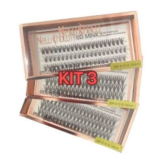 KIT 3 Caixas Com Cílios Postiços 6D MINK NEW SHOW - Tufos Sem nó em Oferta na Shopee