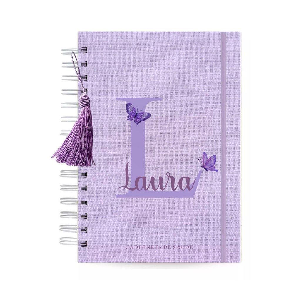 Caderneta de Vacinação Personalizada Atualizada Menina Borboletas