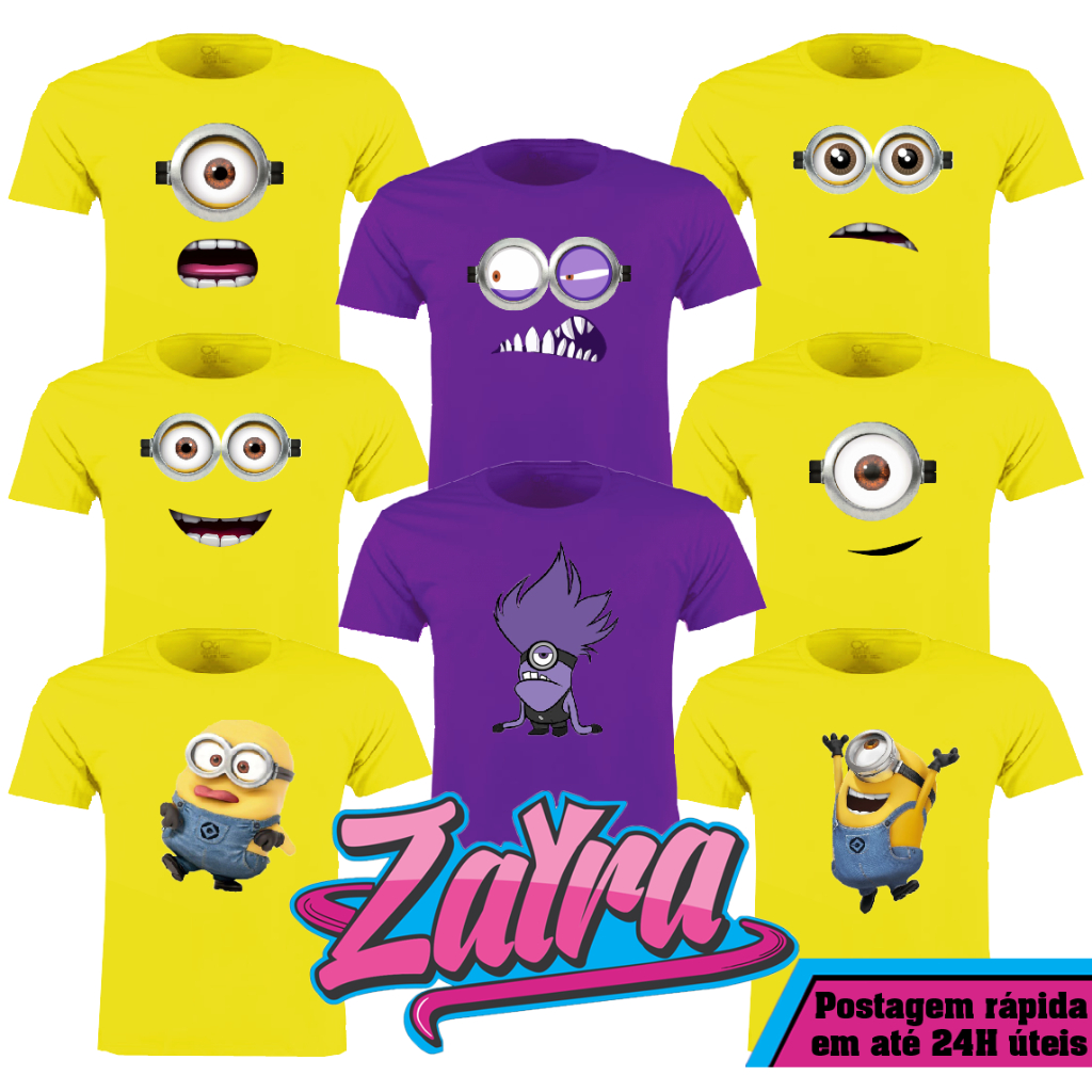 Camiseta Personagens Minions - Adulto Plus Size em Oferta na Shopee