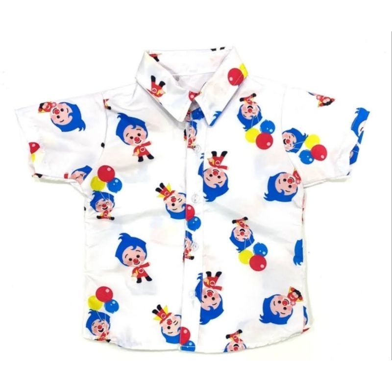Camisa social palhaço plim plim herois do coração 6 meses