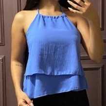 Blusa social Cropped Bata Tecido Duna com Babado e Amarração em Oferta na Shopee