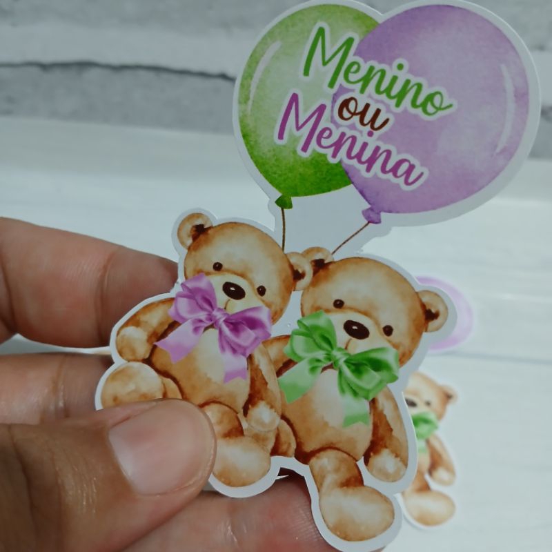 PRONTA ENTREGA - Aplique para tubete chá revelação lilás e verde  menino ou menina Lembrancinha  chá em Oferta na Shopee