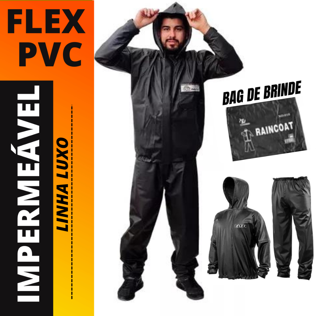 Capa de Chuva Conjunto para Motoqueiro material Flex Impermeável