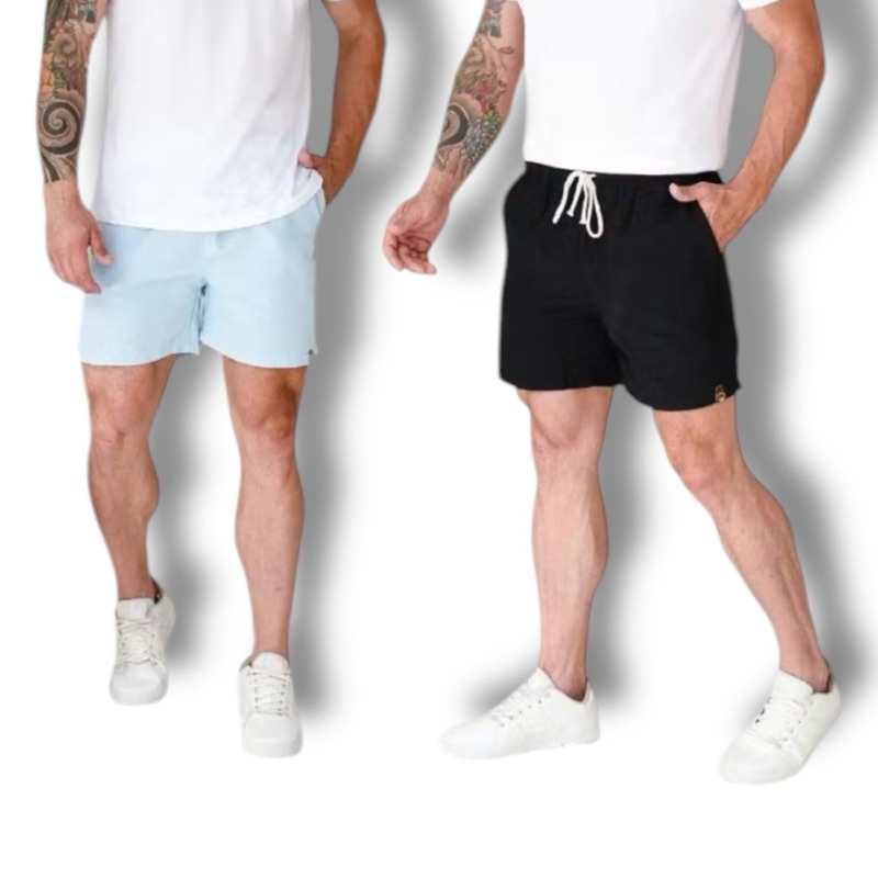 Short Linho Premium Algodão Mauricinho Moda Verão Bermuda Curto Praia Férias Casual Masculino Unissex Várias Cores