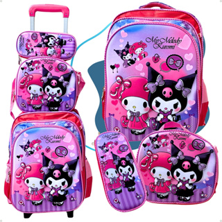 kit Mochila Escolar Carrinho 3D Lancheira Estojo Kuromi My Melody Infantil Rosa Bolsa Creche Passeio Menina em Oferta na Shopee