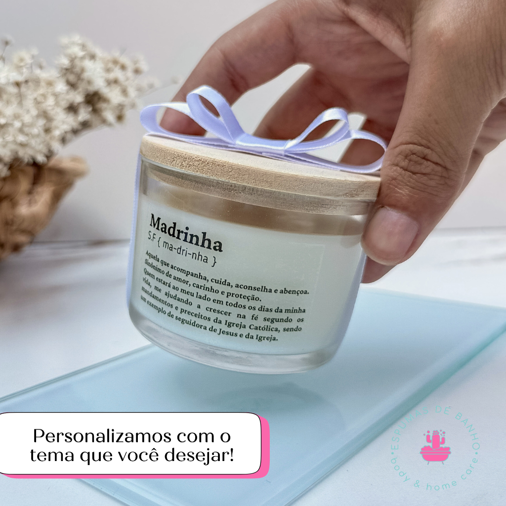 Imagem Vela Aromática Personalizada 100g c/ tampa de madeira - O ANÚNCIO REFERE-SE A 1 UNIDADE