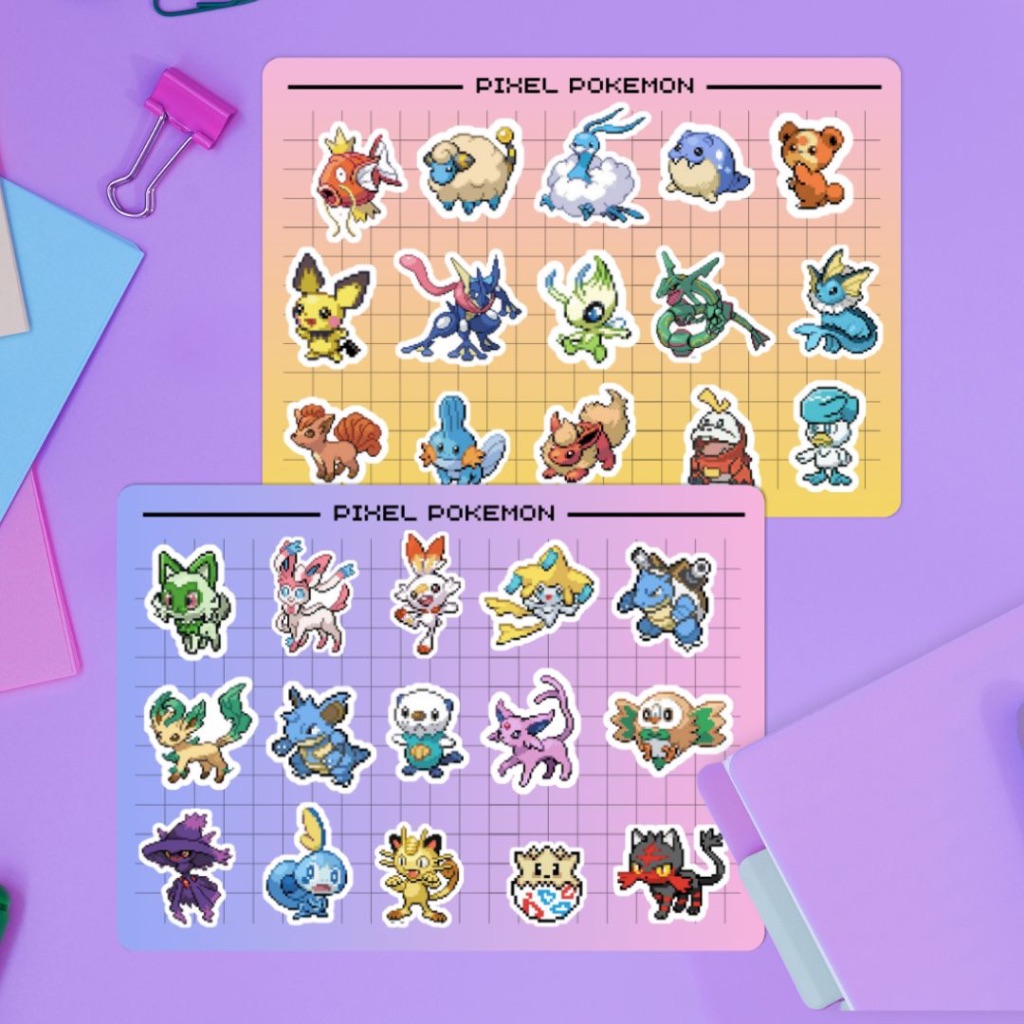 Adesivos - Pokémon Pixel Art em Oferta na Shopee