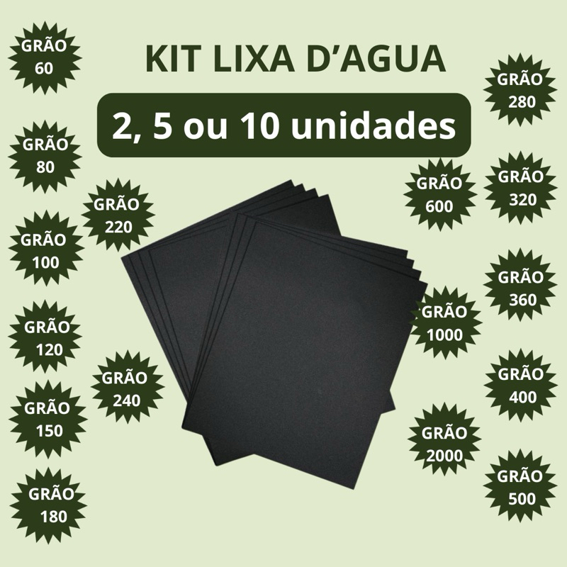 Kit Lixa D’Água Com 2, 5 ou 10 Unidades Grãos 60 80 100 120 150 180 220 240 280 320 360 400 500 600 1000 2000 em Oferta na Shopee