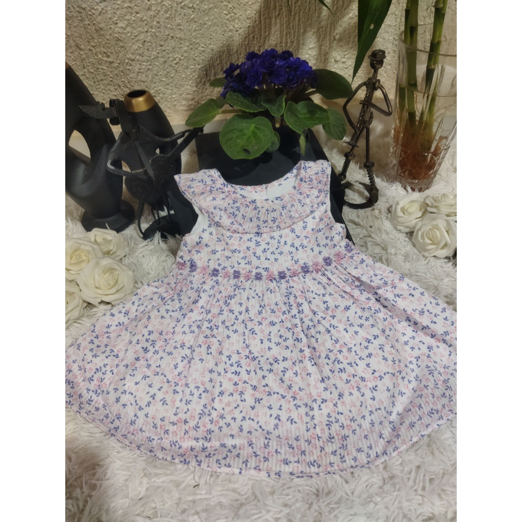 Vestido Bebê Feminino, Modelo Regata, Estampado, Tam: 6 a 9m, Marca: Bauerbauer