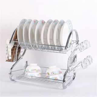 Escorredor de Louça Cromado 2 Andares 17 Pratos Porta Talheres -U8 em Oferta na Shopee