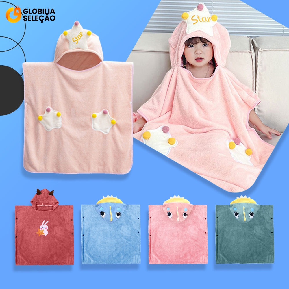 Toalha de Banho Bebê Toalha de Banho Infantil Vestível Absorventede Secagem Rápida para Crianças de Banho Super Macia