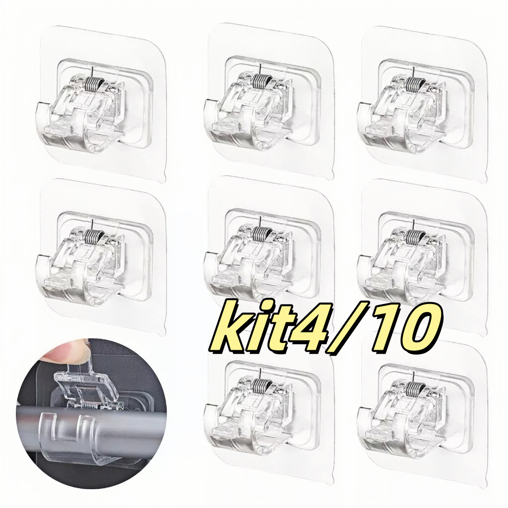 Kit 4/10 Peças Suporte De Varão De Cortina Adesivo Gancho
