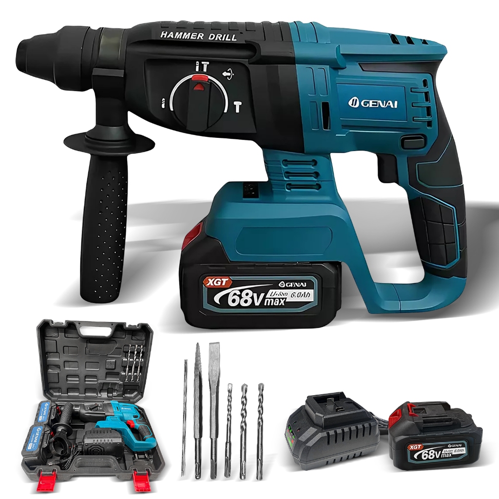 600W Furadeira de parede 21/68V com martelo 26MM 2 Baterias em Oferta na Shopee