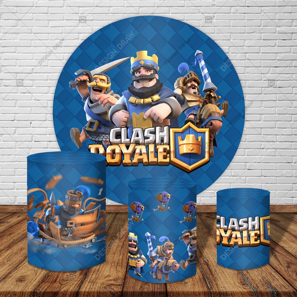 Clash Royale + kit capa painel redondo 1.5m + 3 capas de cilindros