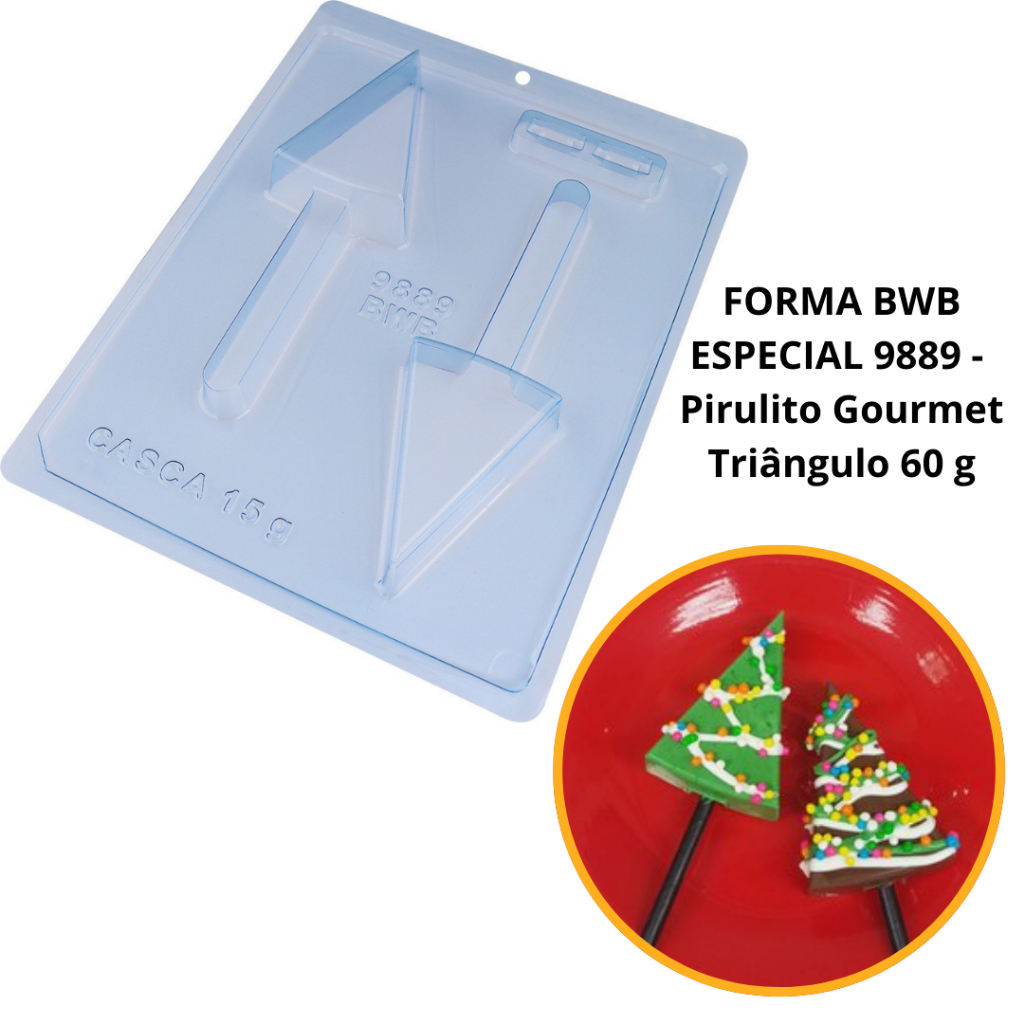1~4 Forma bwb com silicone (3 partes) cod 9889 - Pirulito Gourmet Triângulo 60 g pirulito recheado
