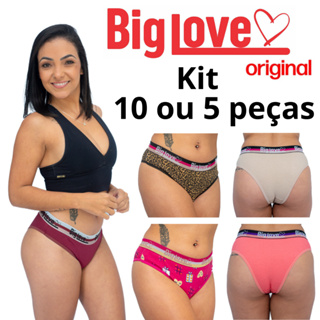 Kit 10 ou 5  Calcinhas de Algodão Com Cós Largo na Cintura Modelo Tanga Conforto Ref:034 em Oferta na Shopee