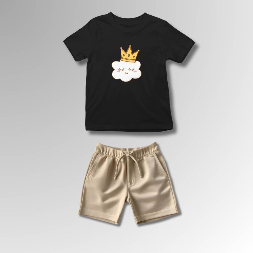 Conjunto Infantil Masculino Nuvem Camiseta 100% Algodão e Short Tectel Diversas Combinações