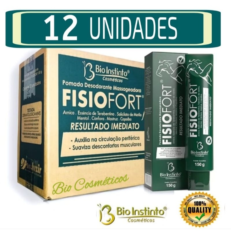 Pomadas Massageadora Desodorante Fisiofort Verde 150g - Bio instinto ( Kit com 12 Unidades ) Auxílio na Fisioterapia
