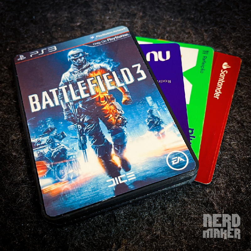 Porta-cartões PS3 Game Cover - Battlefield 3 - Nerd Maker 3D