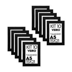 Kit 10 Porta Retratos 15x21cm A5 Com Vidro e Suporte Para Fotos Decorativo Parede Sala Quarto
