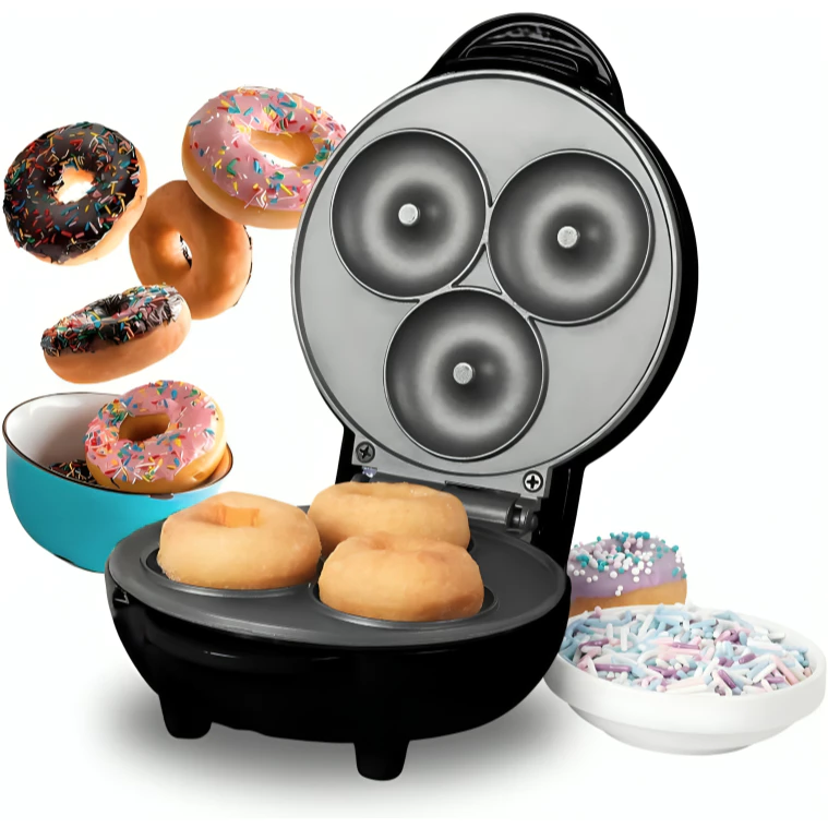 Mini Máquina de Fazer Donuts Rosquinhas 3 Furos Confeitaria Culinária110V E 220V — imagem 1