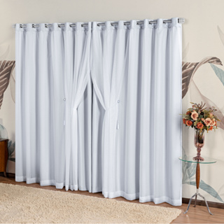 Cortina Voil Liso 6,00 x 2,30/ 2,40/ 2,50/ 2,60/ 2,70/ 2,80/ 2,90 com Forro Microfibra para VARÃO em Oferta na Shopee