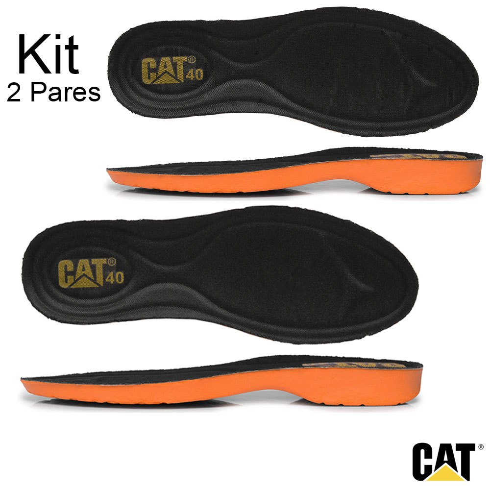 2 Pares de Palmilha em Gel P.U. Caterpillar Ortopédica Macia e Confortável CAT em Oferta na Shopee