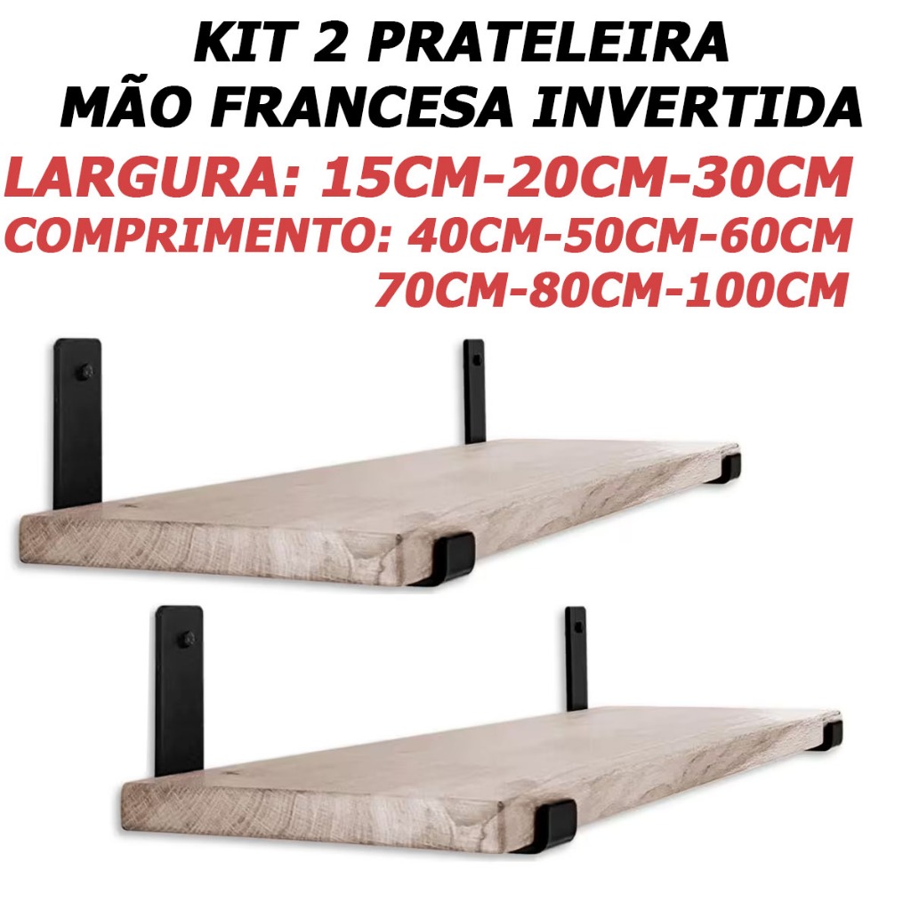 Kit 2 Prateleira Industrial Com Mão francesa de ferro invertida Nicho Decoração em Oferta na Shopee