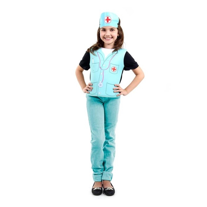 Fantasia Enfermeira Infantil Kit Peitoral e Touca em Oferta na Shopee