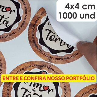 1000 Etiquetas Adesivas Personalizadas - 4x4 Cm em Oferta na Shopee