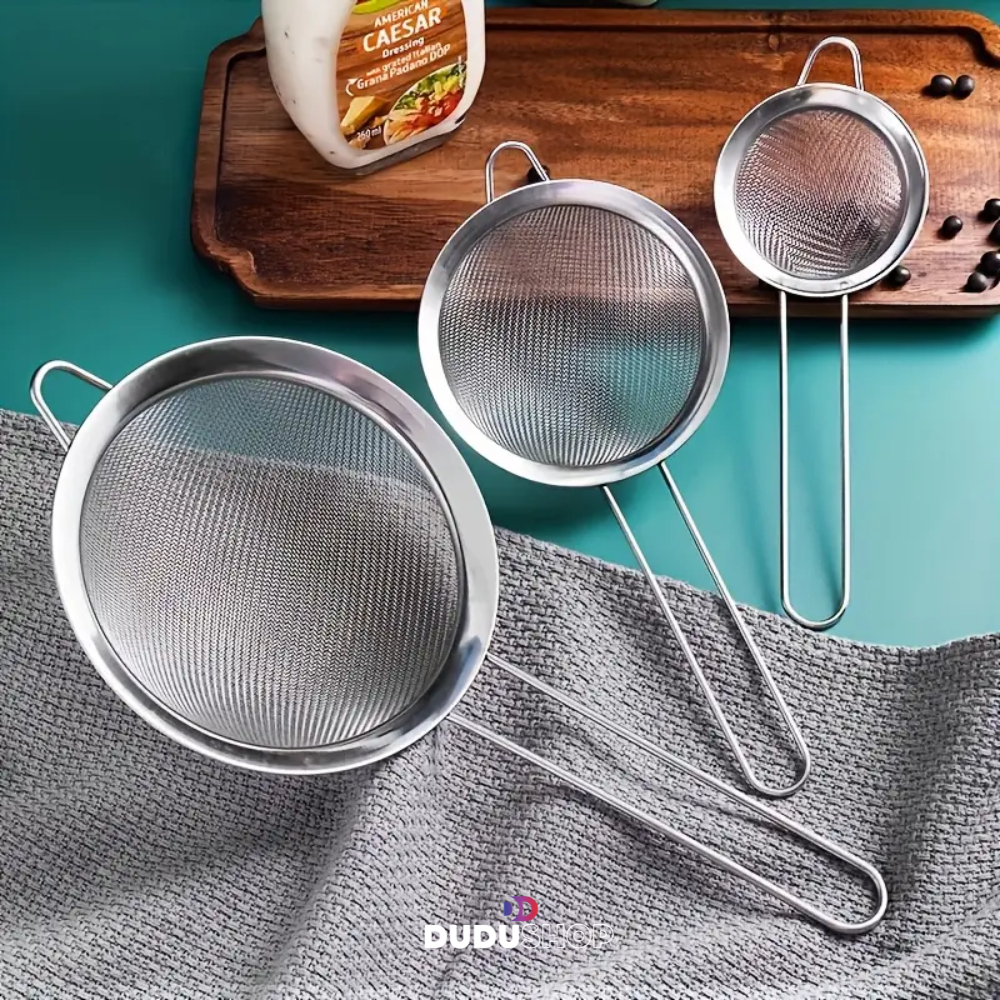 Kit 3 Peneira Grandes Coador Em Aço Inox 3 Tamanhos P M G Para Cozinha Promoção em Oferta na Shopee
