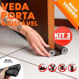 kit 3 veda Porta Ajustável Proteção Protetor de Porta Rolinho Duplo 80cm Comprimento em Oferta na Shopee