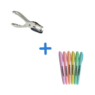 Kit C/ 01 Perfurador de Papel Furo Único 6mm + 06 Marca Texto Pastel - Masterprint em Oferta na Shopee