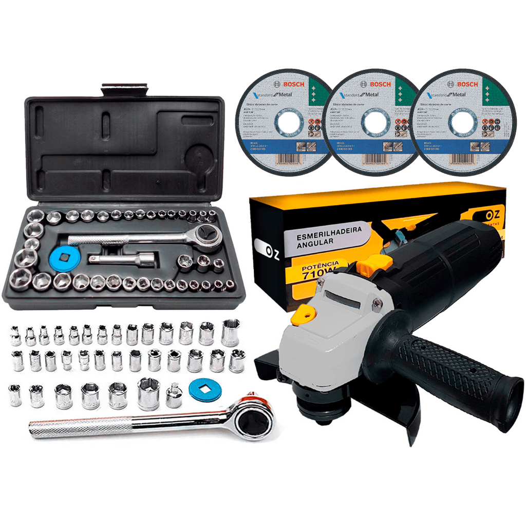 Esmerilhadeira Lixadeira Angular 4.1/2 710w 110v + 40 Peças em Oferta na Shopee