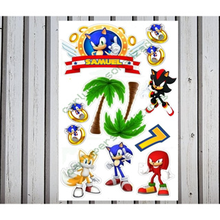 TOPO DE BOLO - SONIC- SOMENTE ARTE E IMPRESSÃO - SEM RECORTE em Oferta na Shopee