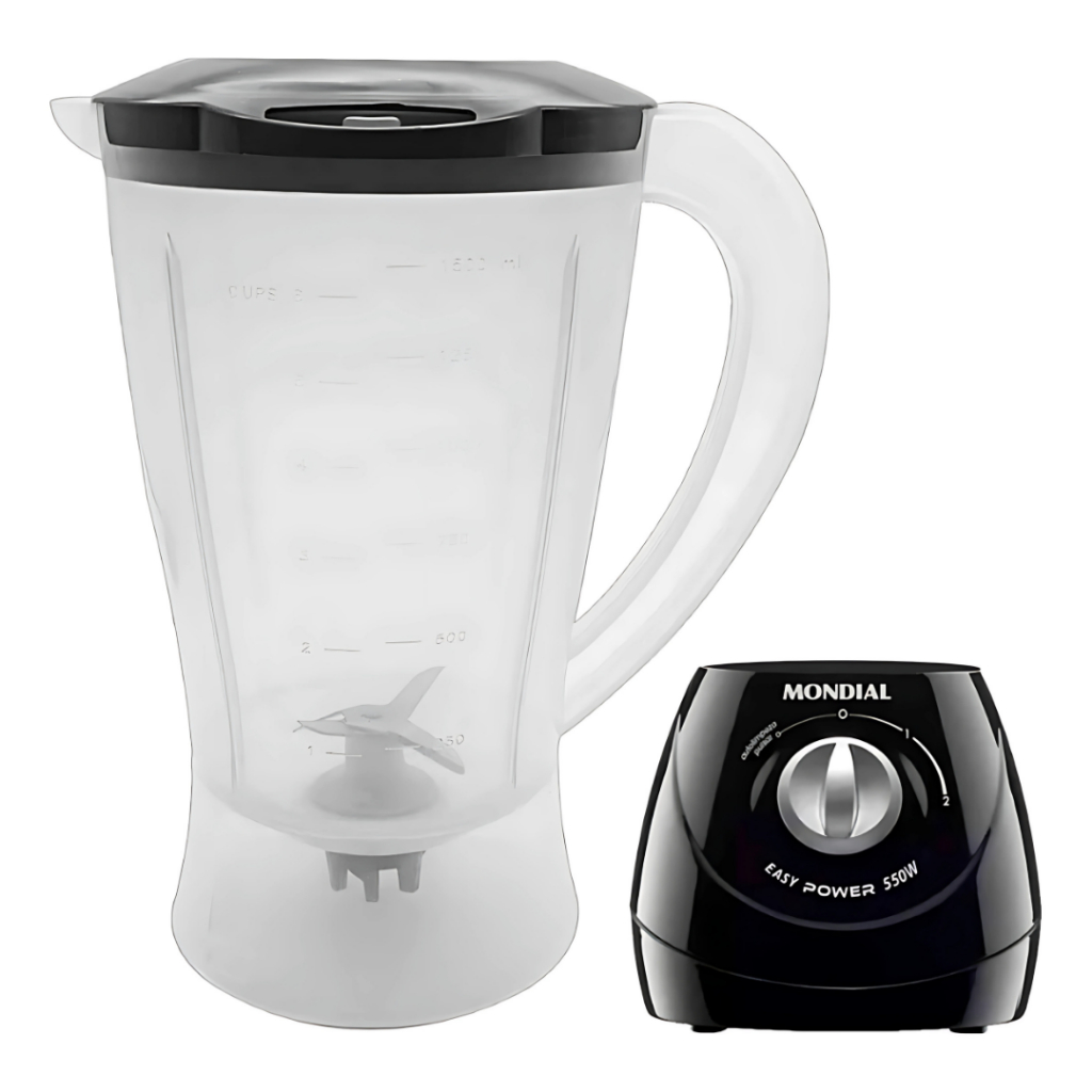 Copo Mondial Easy Power l 550 w ( Tampa Preta) Translucido