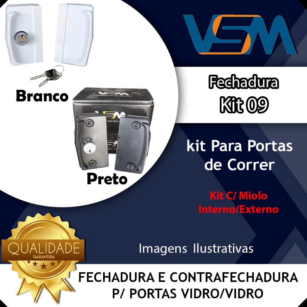 KIT 09 PARA PORTAS DE CORRER Vidro/Vidro VSM