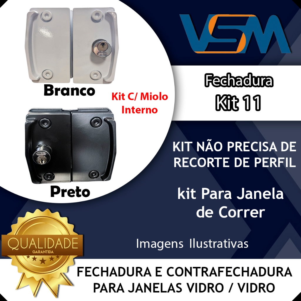 KIT 11 P/JANELAS DE CORRER VIDRO / VIDRO