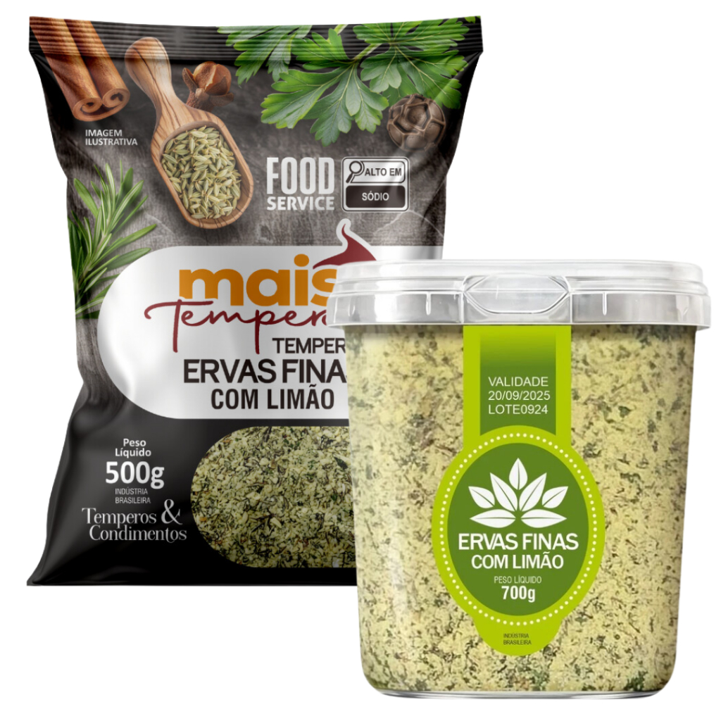 TEMPERO LIMÃO COM ERVAS FINAS 500g, 1kg Ou 700g Com Pote - MAIS TEMPEROS