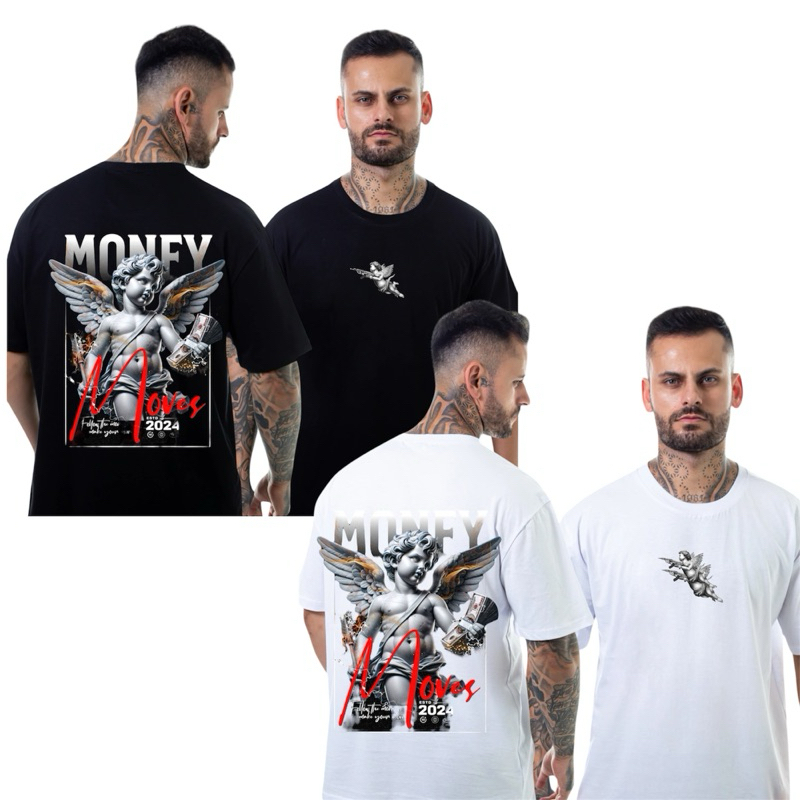Camiseta Camisa Oversized Algodão Premium Streetwear Academia Treino Gym Masculino Unissex Estampado Anjo Camisetão