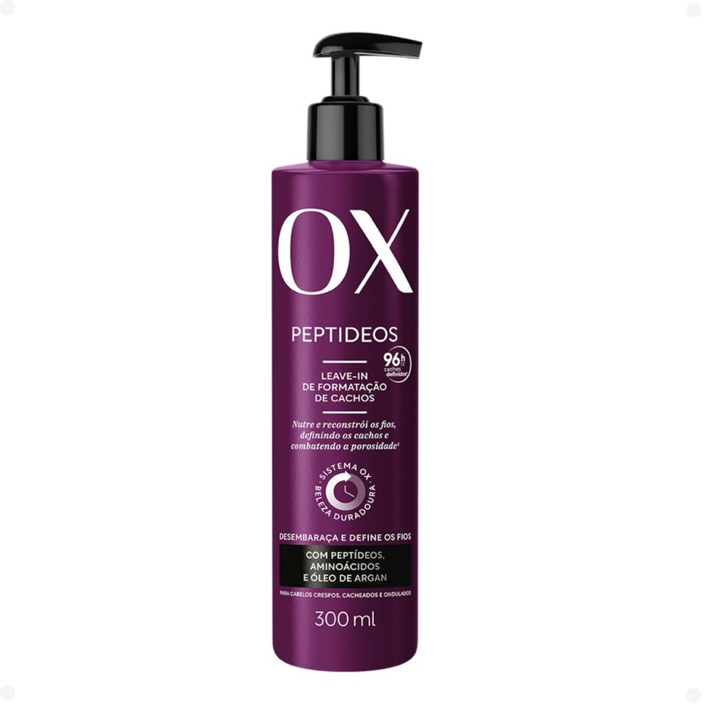 Leave-In de Formatação de Cachos Ox Peptídeos Para cabelos crespos, cacheados e ondulados 300ml em Oferta na Shopee