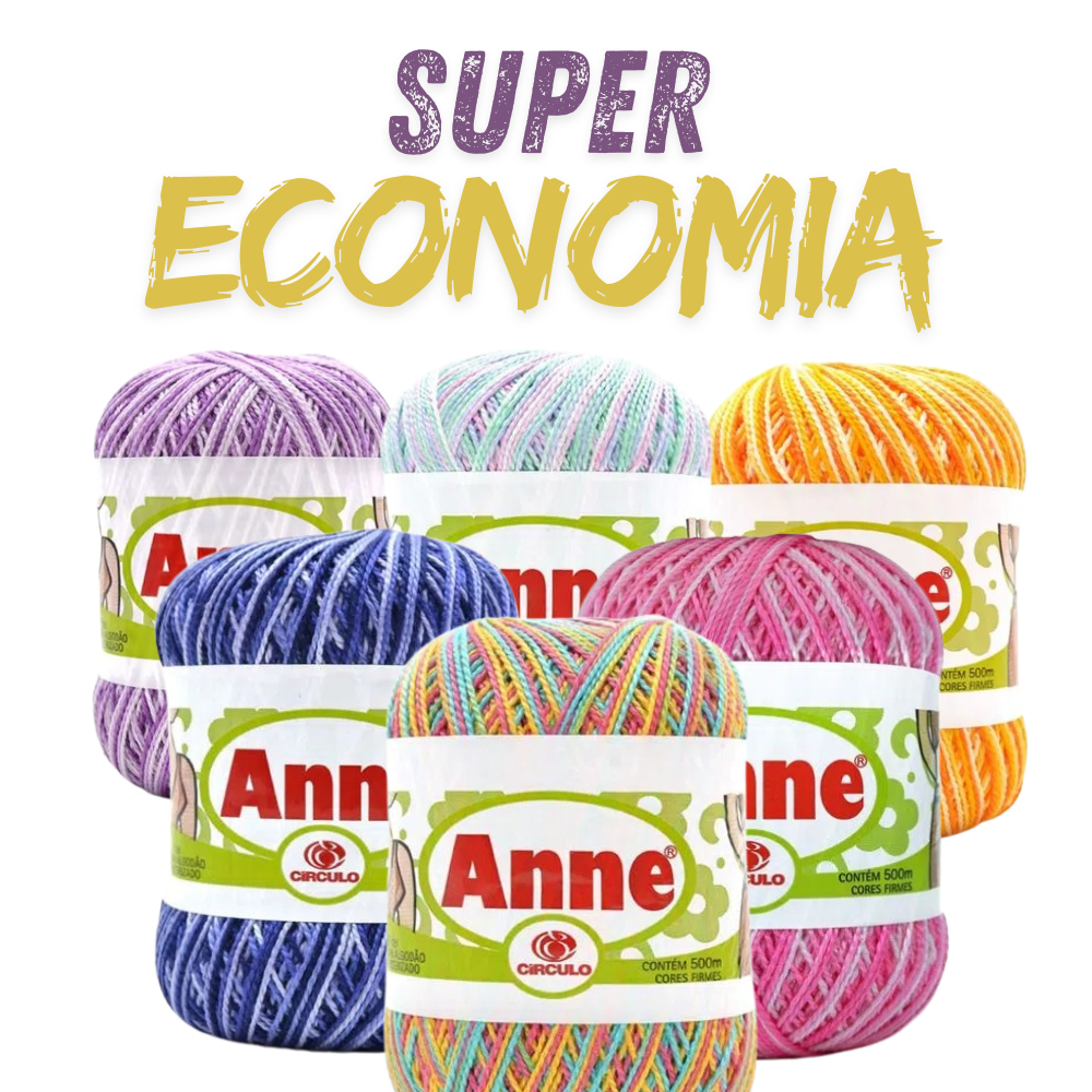 Linha Anne Multicor 500 Para Croche e Trico 100% Algodão Círculo em Oferta na Shopee