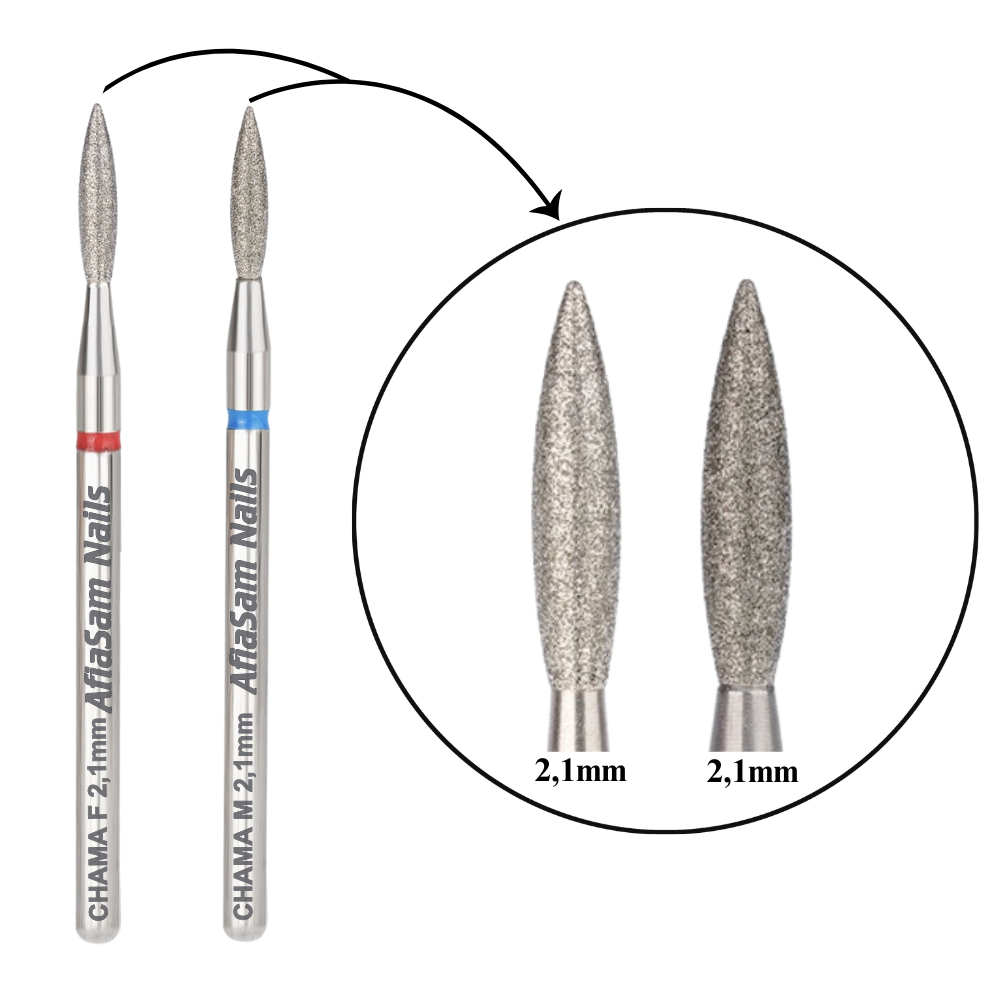 Broca Diamantada Chama Vermelha 2,1mm + Chama Azul 2,1mm Unhas Alongamento em Oferta na Shopee