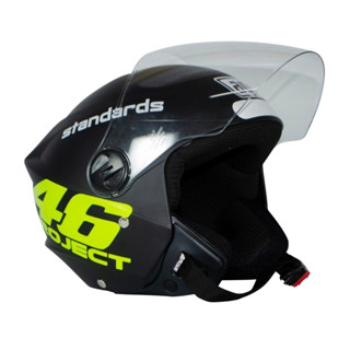 Capacete Liberty New 3 Aberto Personalizado Project 46 Vr Preto Fosco com Viseira Fumê/Transparente em Oferta na Shopee