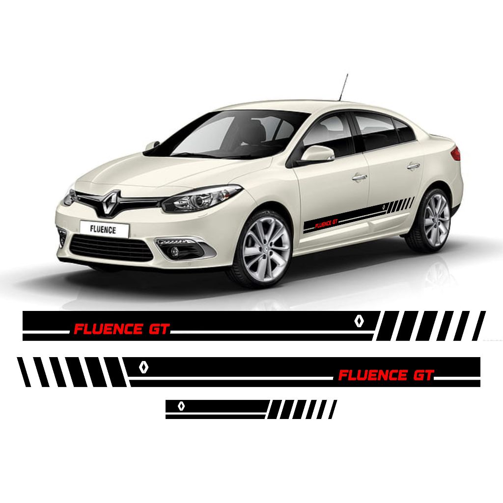 KIT 3 Adesivos Laterais Renault Fluence GT Portas e Traseira Acessórios Automotivo Tuning Sport Personalizado RN61
